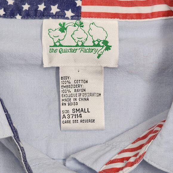 The Quacker Factory Red White & Blue Women's Button-Up Embroidered Stars Small - Picture 7 of 9